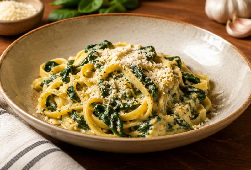 Tagliatelle ze szpinakiem